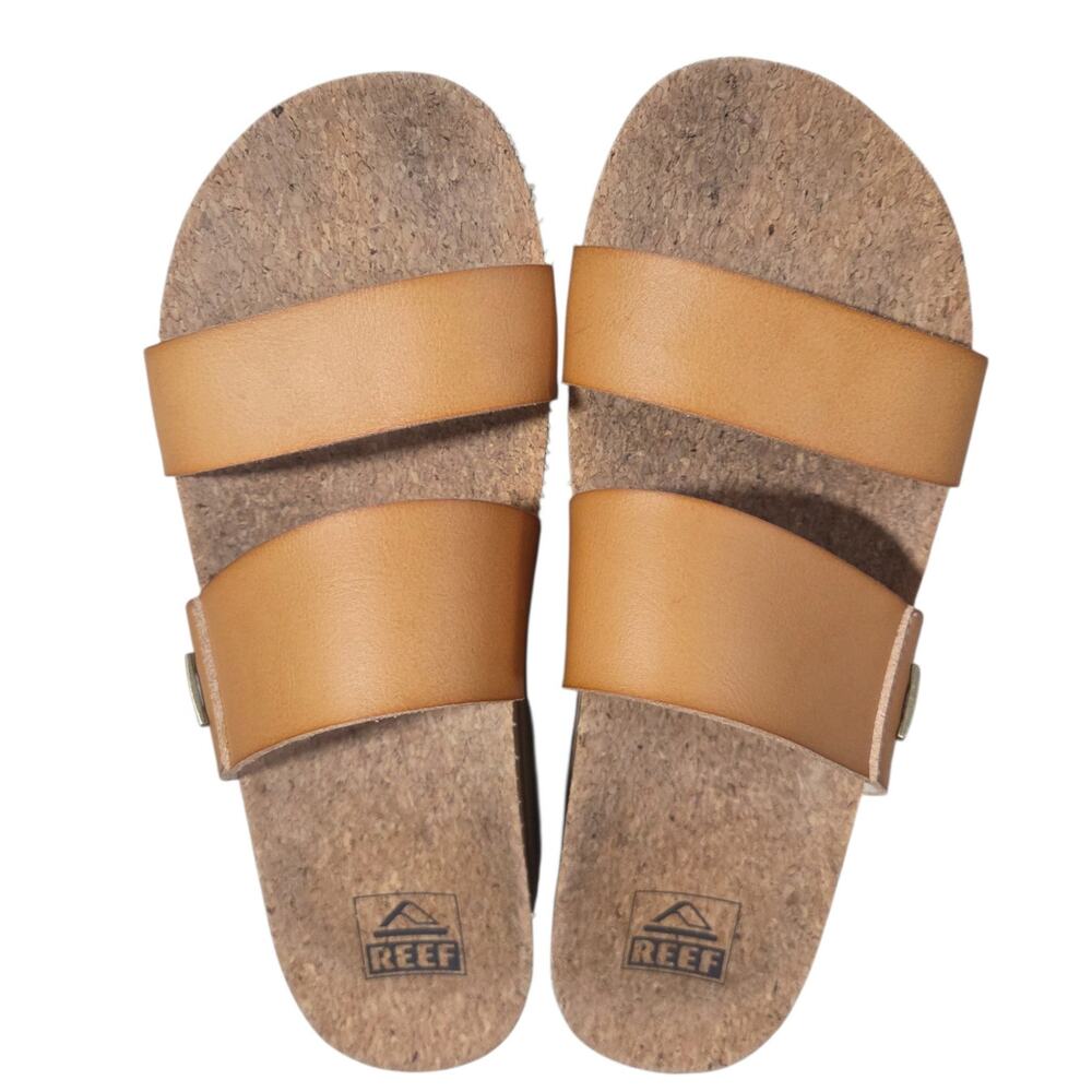 REEF Cushion Vista Higher Sandals Platform Two Strap Slip-on, sz 8 Tan Color